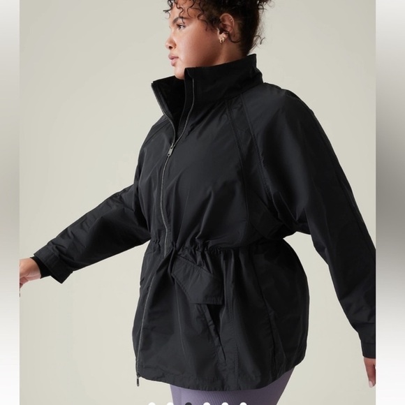 Athleta Westerly Solid Black Jacket Size XS Women’s Full Zip Pockets DWR Fabric - Picture 1 of 9